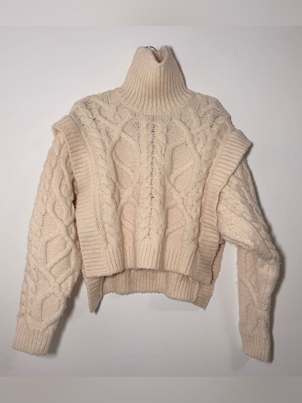 AKNVAS Women's cream Cable-Knit Turtleneck Pullover Sweater small S